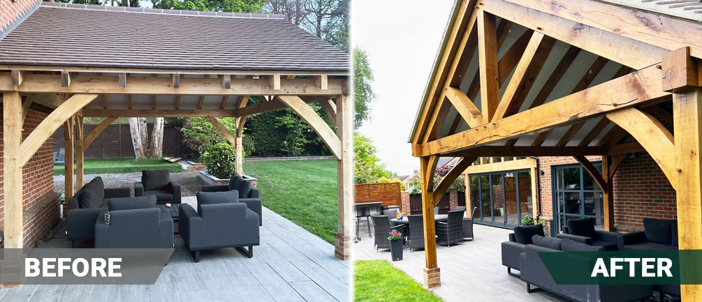 before and after exterior patio