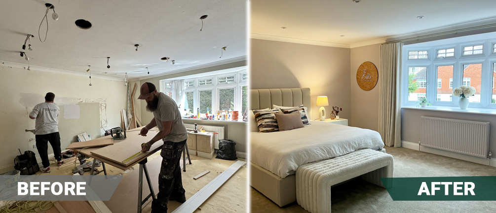 before and after interior bedroom 2