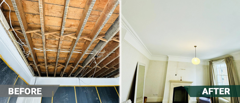 before and after interior ceilling