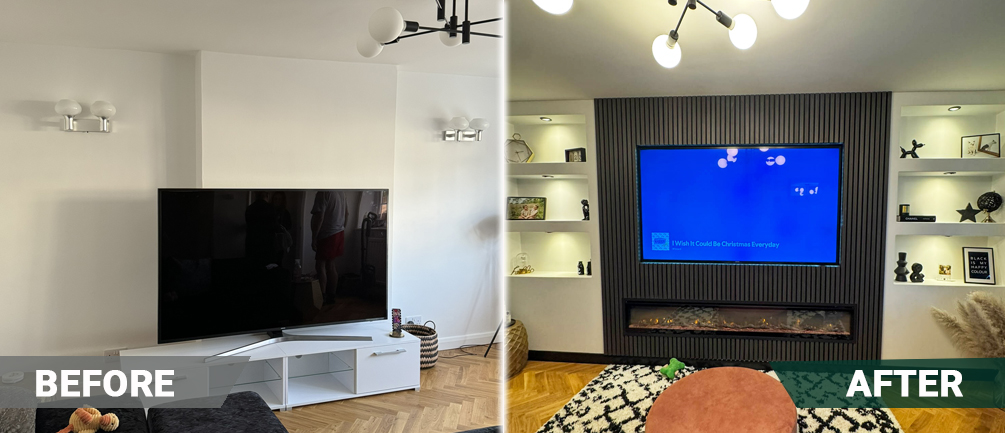 before and after media wall