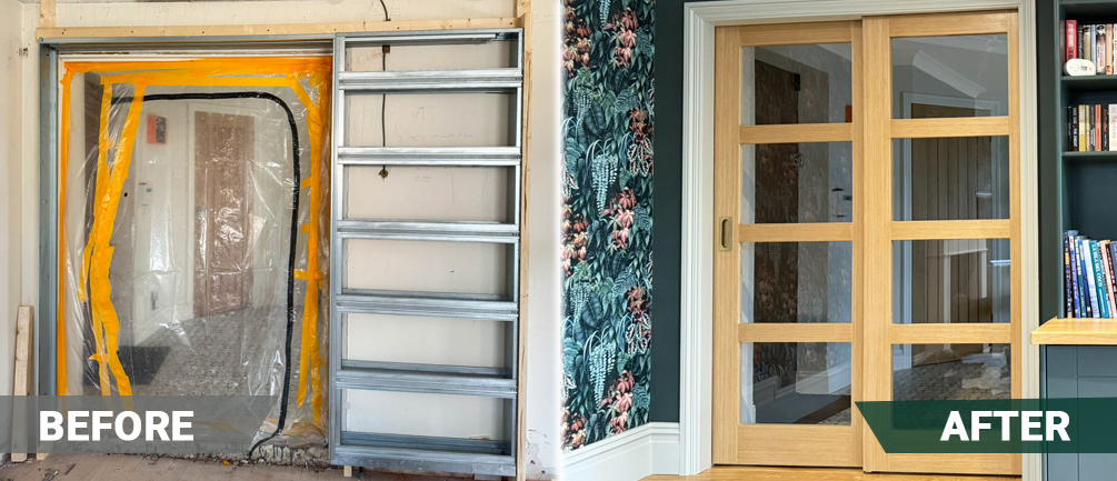 before and after sliding door