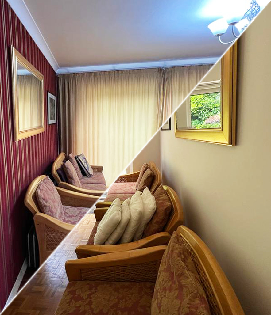 Dining room interior painting service in london - before and after