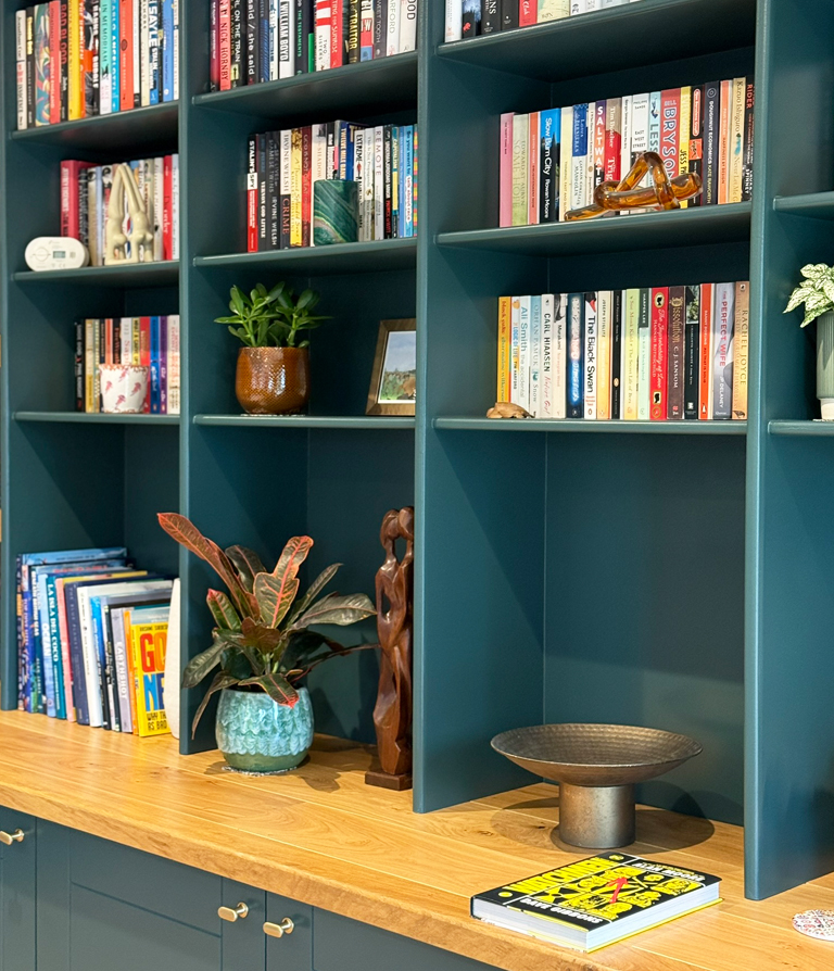 Living room book shelf interior painting service in london 4