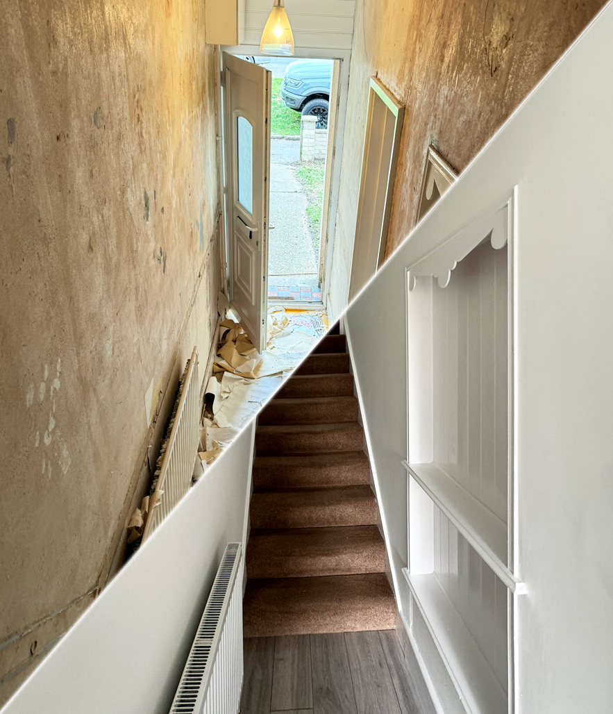 Wall and Hallway interior painting service in london - before and after 2