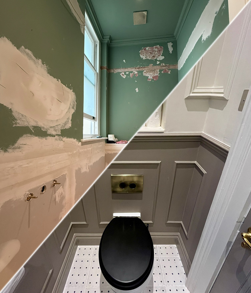 bathroom carpentry service before and after - cross 2